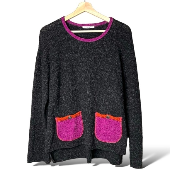 MARGARET WINTERS Cotton Blend Art to Wear Long Sleeve Sweater Pocket Detail Sz S - Picture 3 of 10